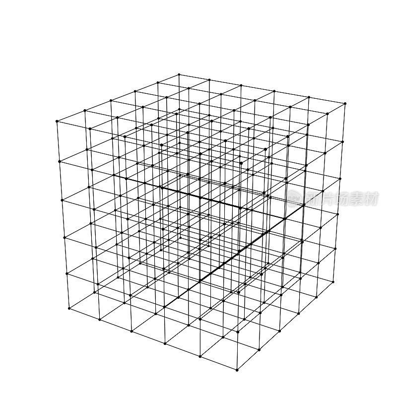 5x5x5 = 125个小方块的线框。与视角。